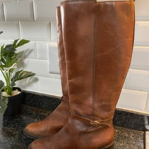 Brown Leather Knee Winter Boots