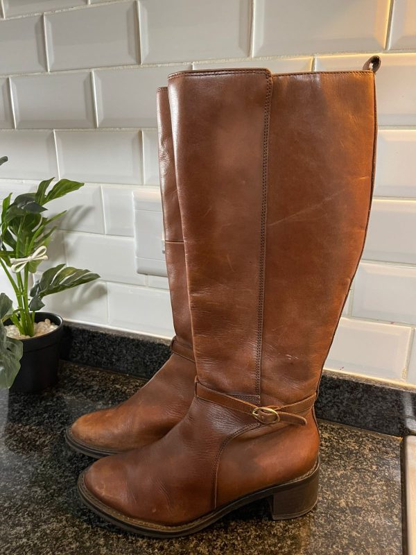 Brown Leather Knee Winter Boots