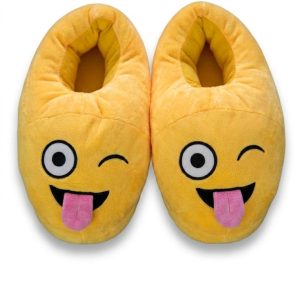 Emoji Plush Slippers Tongue Out