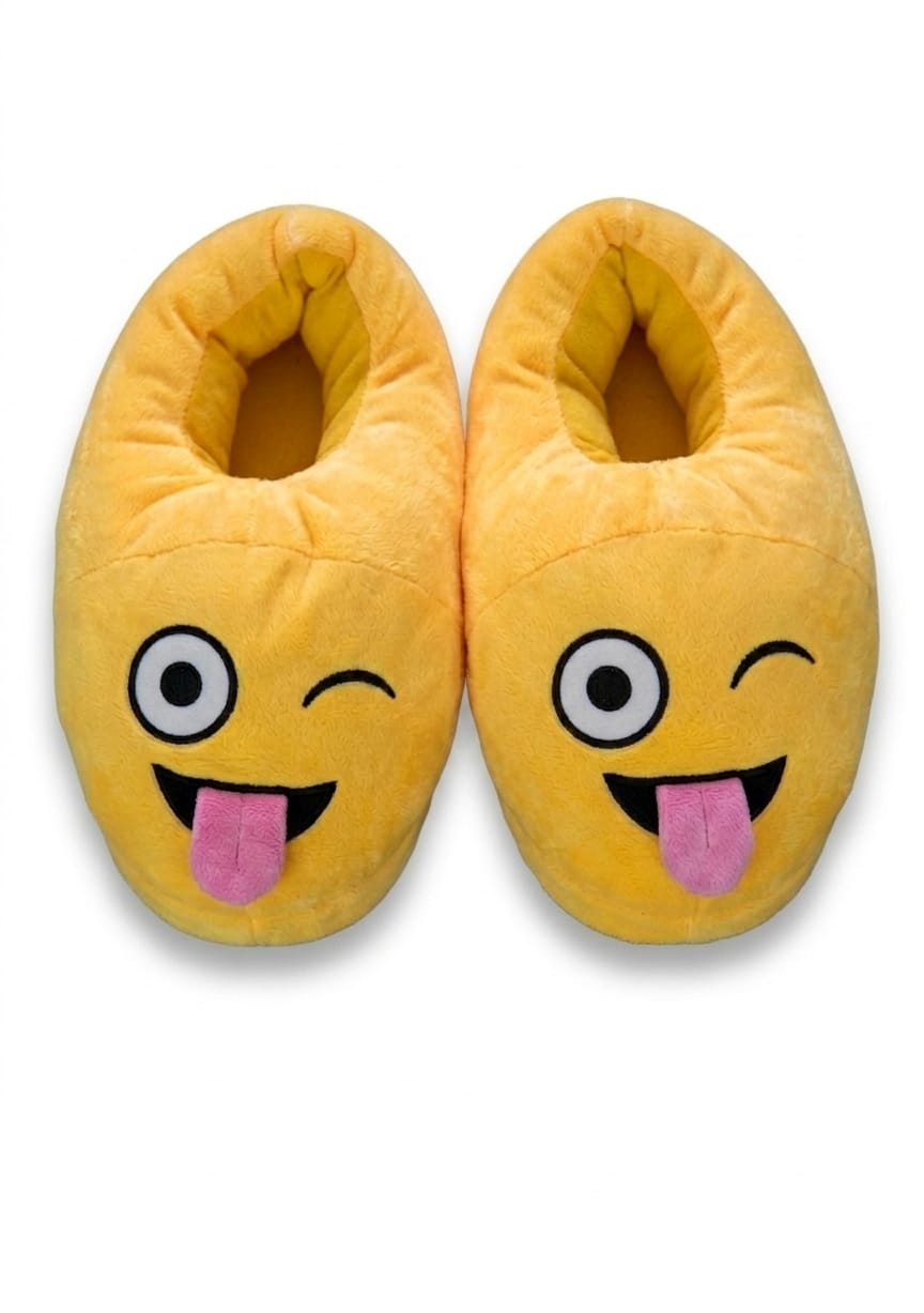 Emoji Plush Slippers Smiley Face - Image 4