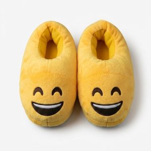 Emoji Plush Slippers Smiley Face